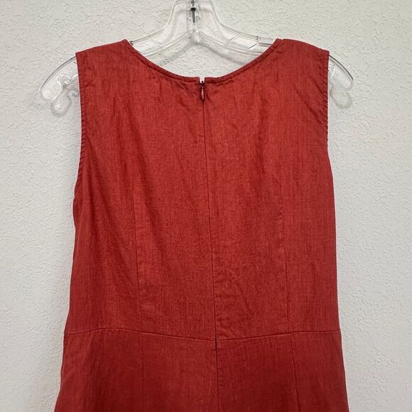 MagicLinen 100% Linen Sleeveless Wide Leg Jumpsuit Terracotta Size L Minimalist - Picture 12 of 15